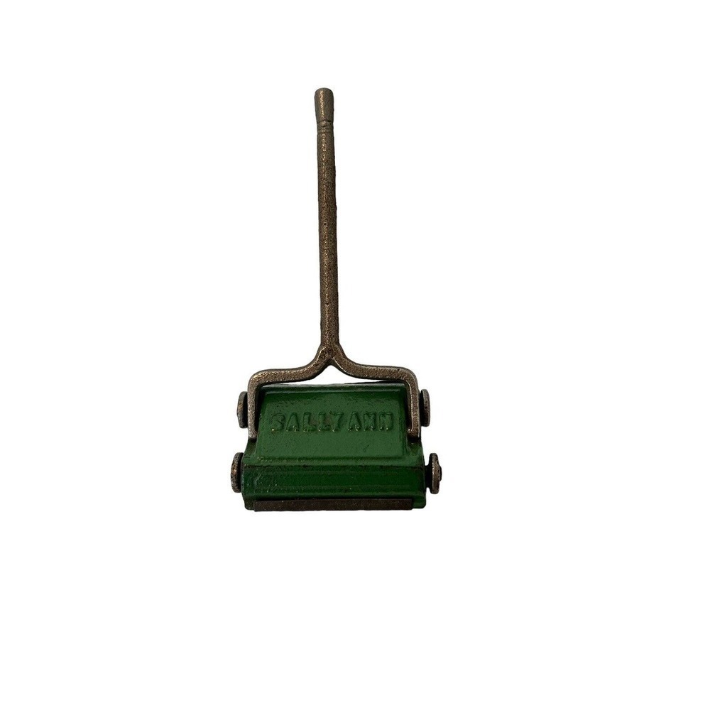 Vintage Miniature Kilgore SALLY ANN Cast Iron Sweeper 1930s Green Dollhouse